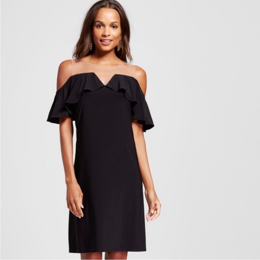 NWT’s MSK little black Illusion off the shoulder dress